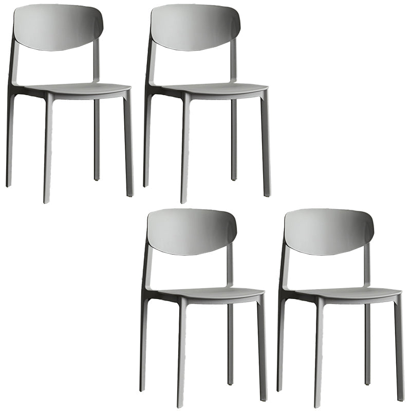 Plastic Contemporary Armless Chair Open Back Dining Kitchen Room Chair Grey Set of 4 Clearhalo 'Dining Chairs' 'Dining Tables & Seating' 'dining_chair' 'Furniture' 'furniture_dining_chair' 'Kitchen & Dining Furniture' 5086566