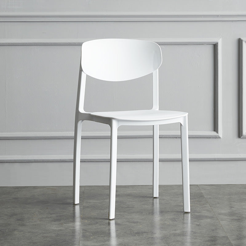 Plastic Contemporary Armless Chair Open Back Dining Kitchen Room Chair White 1 Piece Clearhalo 'Dining Chairs' 'Dining Tables & Seating' 'dining_chair' 'Furniture' 'furniture_dining_chair' 'Kitchen & Dining Furniture' 5086568