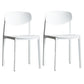 Plastic Contemporary Armless Chair Open Back Dining Kitchen Room Chair White Set of 2 Clearhalo 'Dining Chairs' 'Dining Tables & Seating' 'dining_chair' 'Furniture' 'furniture_dining_chair' 'Kitchen & Dining Furniture' 5086570