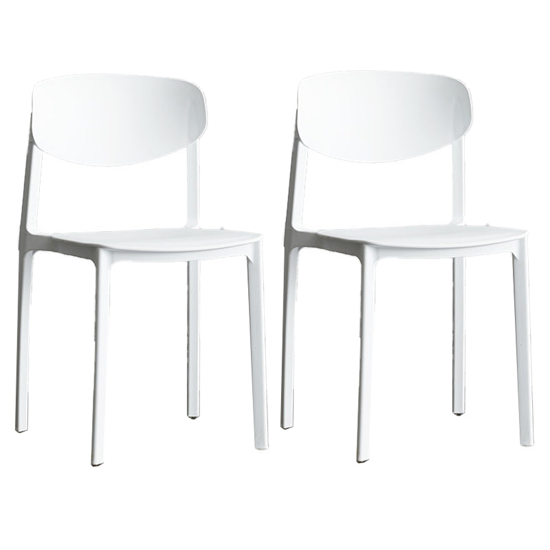 Plastic Contemporary Armless Chair Open Back Dining Kitchen Room Chair White Set of 2 Clearhalo 'Dining Chairs' 'Dining Tables & Seating' 'dining_chair' 'Furniture' 'furniture_dining_chair' 'Kitchen & Dining Furniture' 5086570