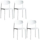 Plastic Contemporary Armless Chair Open Back Dining Kitchen Room Chair White Set of 4 Clearhalo 'Dining Chairs' 'Dining Tables & Seating' 'dining_chair' 'Furniture' 'furniture_dining_chair' 'Kitchen & Dining Furniture' 5086573