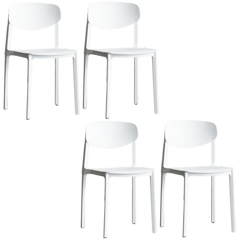 Plastic Contemporary Armless Chair Open Back Dining Kitchen Room Chair White Set of 4 Clearhalo 'Dining Chairs' 'Dining Tables & Seating' 'dining_chair' 'Furniture' 'furniture_dining_chair' 'Kitchen & Dining Furniture' 5086573