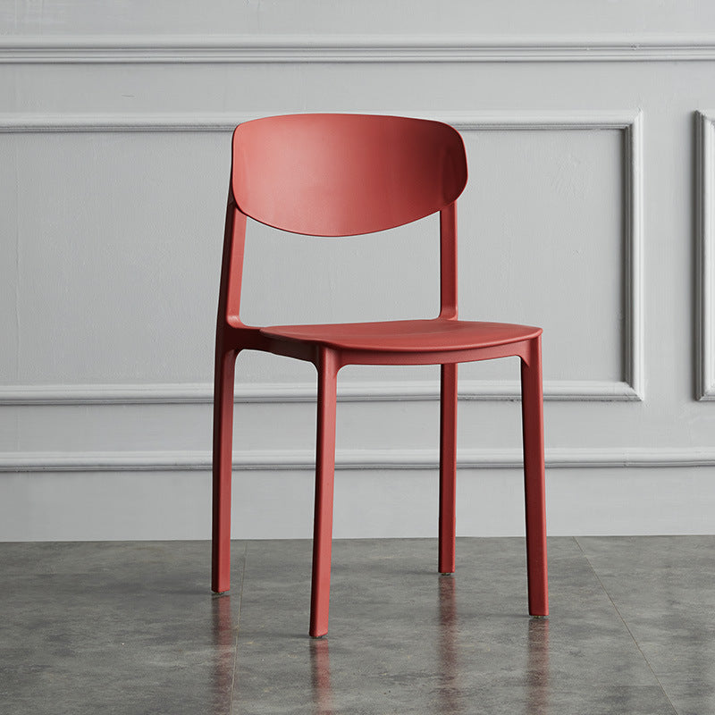 Plastic Contemporary Armless Chair Open Back Dining Kitchen Room Chair Red 1 Piece Clearhalo 'Dining Chairs' 'Dining Tables & Seating' 'dining_chair' 'Furniture' 'furniture_dining_chair' 'Kitchen & Dining Furniture' 5086574