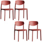Plastic Contemporary Armless Chair Open Back Dining Kitchen Room Chair Red Set of 4 Clearhalo 'Dining Chairs' 'Dining Tables & Seating' 'dining_chair' 'Furniture' 'furniture_dining_chair' 'Kitchen & Dining Furniture' 5086579