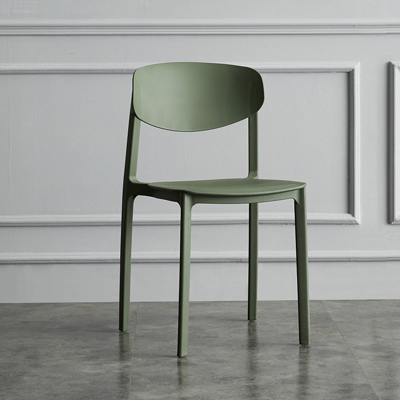 Plastic Contemporary Armless Chair Open Back Dining Kitchen Room Chair Army Green 1 Piece Clearhalo 'Dining Chairs' 'Dining Tables & Seating' 'dining_chair' 'Furniture' 'furniture_dining_chair' 'Kitchen & Dining Furniture' 5086581