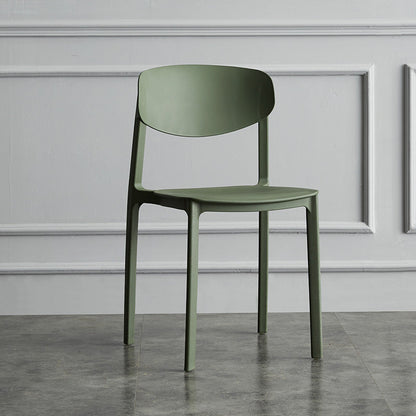 Plastic Contemporary Armless Chair Open Back Dining Kitchen Room Chair Army Green 1 Piece Clearhalo 'Dining Chairs' 'Dining Tables & Seating' 'dining_chair' 'Furniture' 'furniture_dining_chair' 'Kitchen & Dining Furniture' 5086581