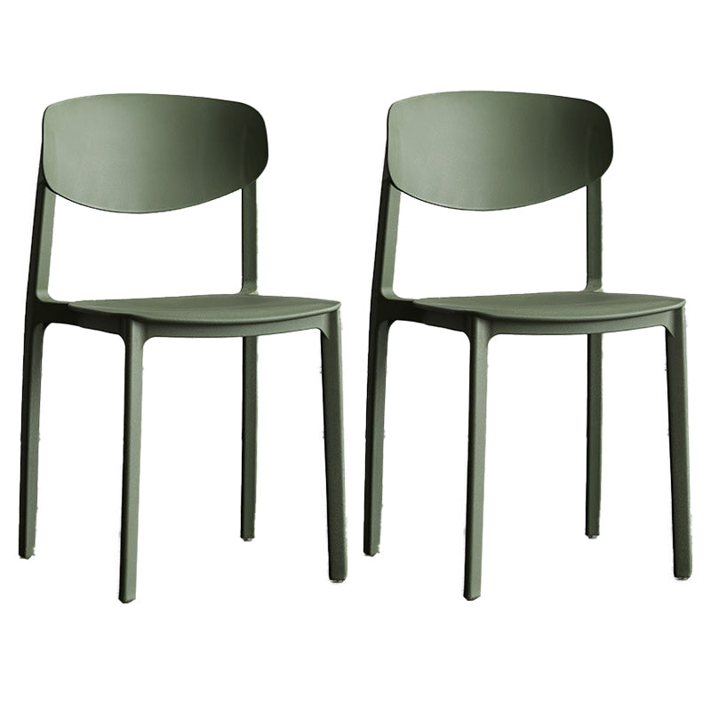 Plastic Contemporary Armless Chair Open Back Dining Kitchen Room Chair Army Green Set of 2 Clearhalo 'Dining Chairs' 'Dining Tables & Seating' 'dining_chair' 'Furniture' 'furniture_dining_chair' 'Kitchen & Dining Furniture' 5086582