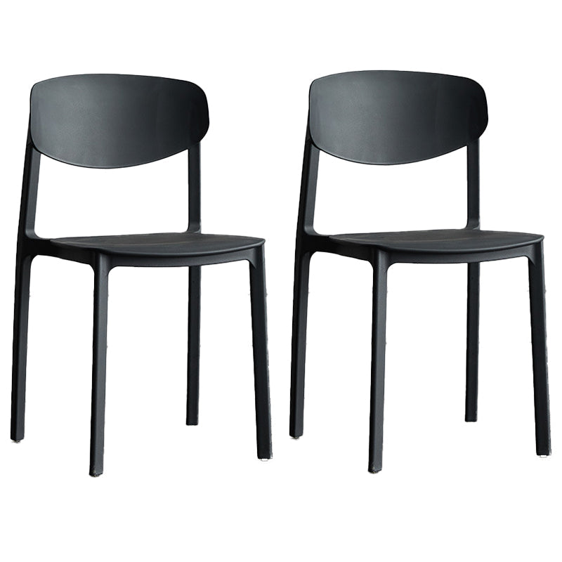 Plastic Contemporary Armless Chair Open Back Dining Kitchen Room Chair Black Set of 2 Clearhalo 'Dining Chairs' 'Dining Tables & Seating' 'dining_chair' 'Furniture' 'furniture_dining_chair' 'Kitchen & Dining Furniture' 5086587