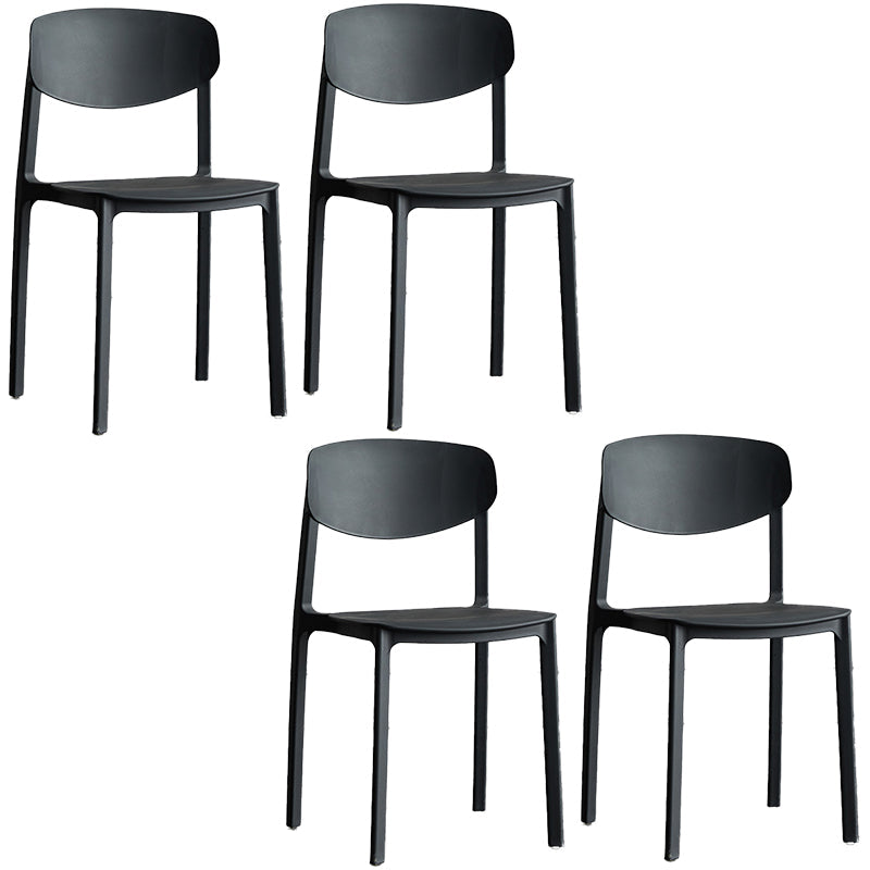 Plastic Contemporary Armless Chair Open Back Dining Kitchen Room Chair Black Set of 4 Clearhalo 'Dining Chairs' 'Dining Tables & Seating' 'dining_chair' 'Furniture' 'furniture_dining_chair' 'Kitchen & Dining Furniture' 5086588