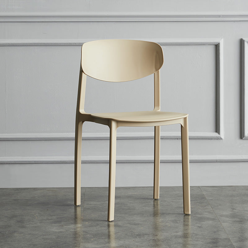 Plastic Contemporary Armless Chair Open Back Dining Kitchen Room Chair Khaki 1 Piece Clearhalo 'Dining Chairs' 'Dining Tables & Seating' 'dining_chair' 'Furniture' 'furniture_dining_chair' 'Kitchen & Dining Furniture' 5086589