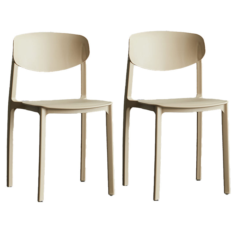 Plastic Contemporary Armless Chair Open Back Dining Kitchen Room Chair Khaki Set of 2 Clearhalo 'Dining Chairs' 'Dining Tables & Seating' 'dining_chair' 'Furniture' 'furniture_dining_chair' 'Kitchen & Dining Furniture' 5086590
