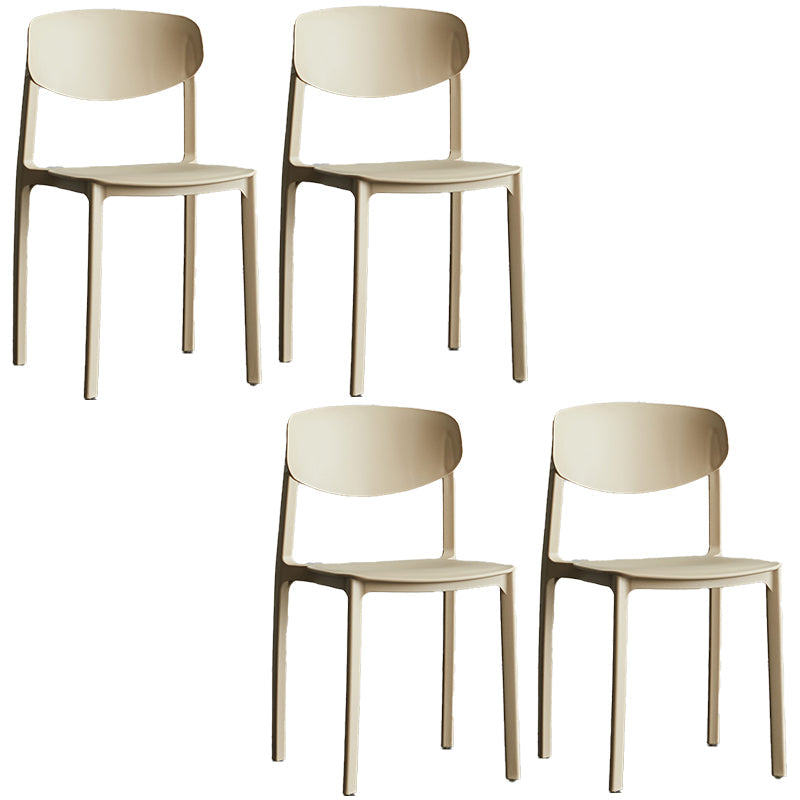 Plastic Contemporary Armless Chair Open Back Dining Kitchen Room Chair Khaki Set of 4 Clearhalo 'Dining Chairs' 'Dining Tables & Seating' 'dining_chair' 'Furniture' 'furniture_dining_chair' 'Kitchen & Dining Furniture' 5086591