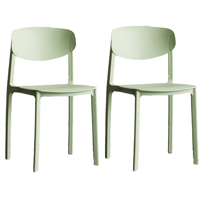 Plastic Contemporary Armless Chair Open Back Dining Kitchen Room Chair Green Set of 2 Clearhalo 'Dining Chairs' 'Dining Tables & Seating' 'dining_chair' 'Furniture' 'furniture_dining_chair' 'Kitchen & Dining Furniture' 5086593