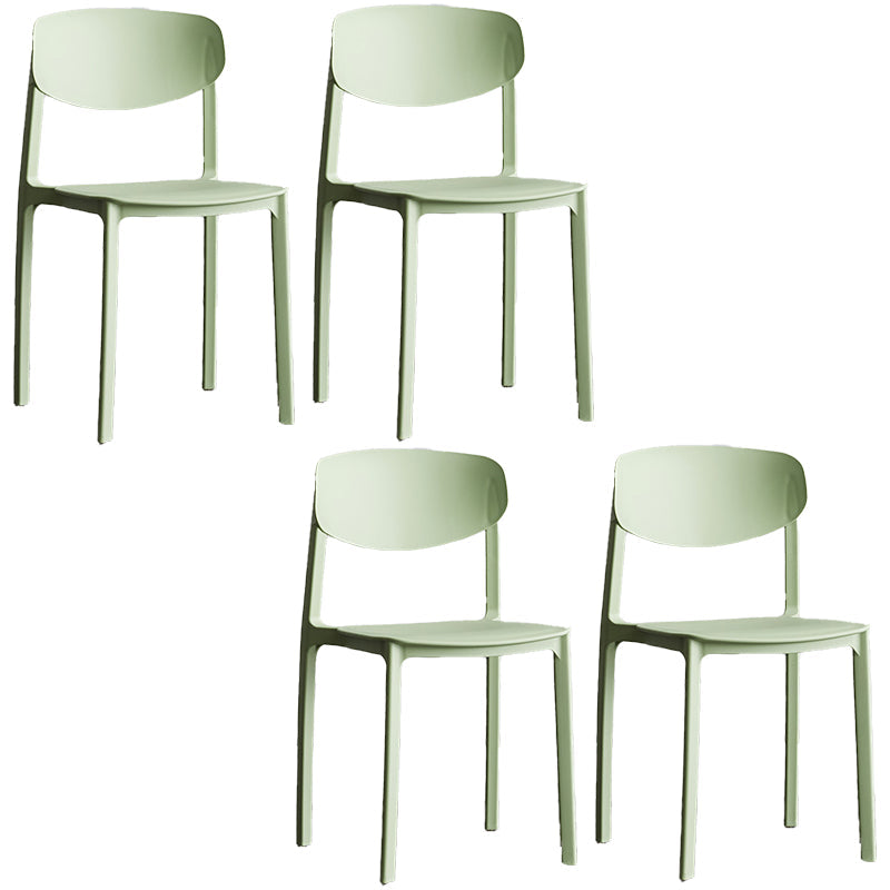 Plastic Contemporary Armless Chair Open Back Dining Kitchen Room Chair Green Set of 4 Clearhalo 'Dining Chairs' 'Dining Tables & Seating' 'dining_chair' 'Furniture' 'furniture_dining_chair' 'Kitchen & Dining Furniture' 5086594