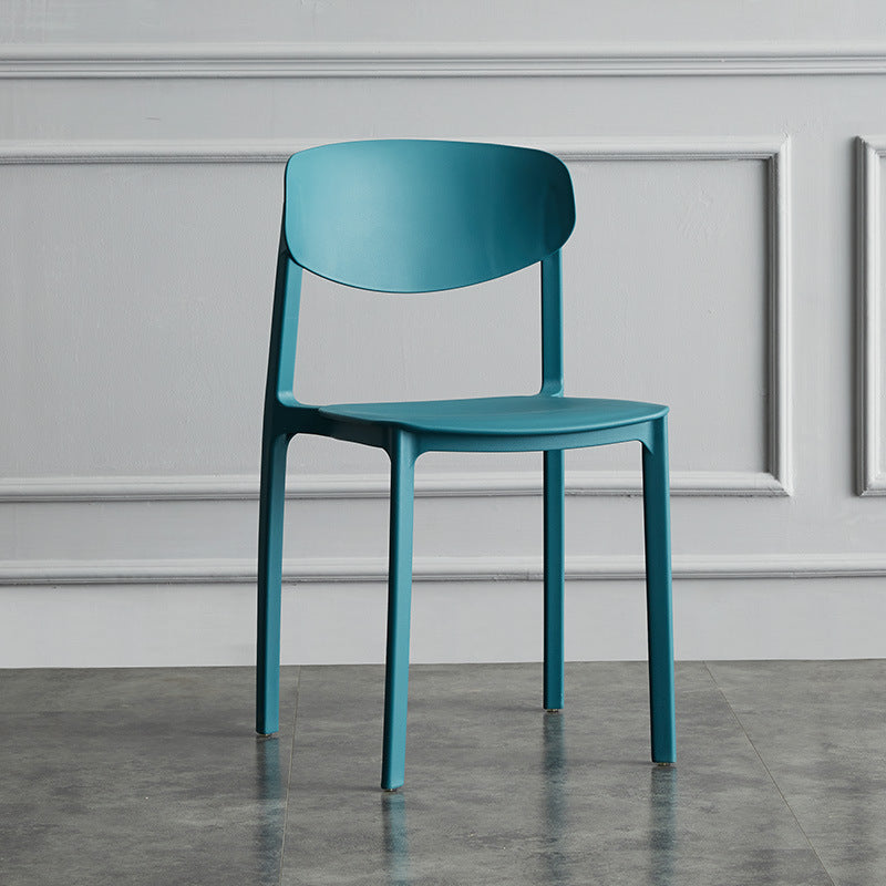 Plastic Contemporary Armless Chair Open Back Dining Kitchen Room Chair Peacock Blue 1 Piece Clearhalo 'Dining Chairs' 'Dining Tables & Seating' 'dining_chair' 'Furniture' 'furniture_dining_chair' 'Kitchen & Dining Furniture' 5086595