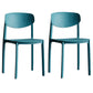Plastic Contemporary Armless Chair Open Back Dining Kitchen Room Chair Peacock Blue Set of 2 Clearhalo 'Dining Chairs' 'Dining Tables & Seating' 'dining_chair' 'Furniture' 'furniture_dining_chair' 'Kitchen & Dining Furniture' 5086596