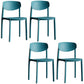 Plastic Contemporary Armless Chair Open Back Dining Kitchen Room Chair Peacock Blue Set of 4 Clearhalo 'Dining Chairs' 'Dining Tables & Seating' 'dining_chair' 'Furniture' 'furniture_dining_chair' 'Kitchen & Dining Furniture' 5086597