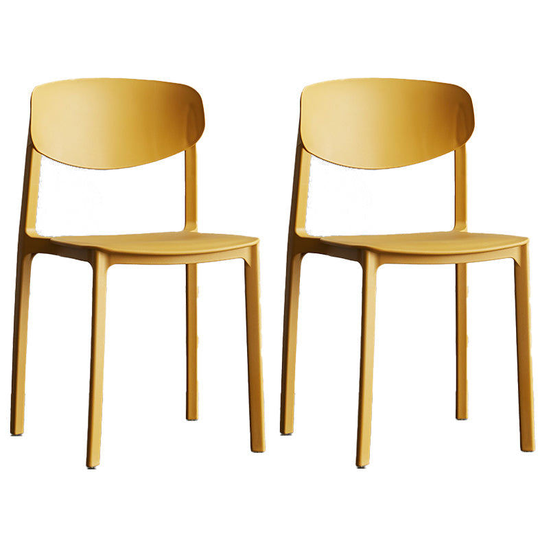 Plastic Contemporary Armless Chair Open Back Dining Kitchen Room Chair Ginger Set of 2 Clearhalo 'Dining Chairs' 'Dining Tables & Seating' 'dining_chair' 'Furniture' 'furniture_dining_chair' 'Kitchen & Dining Furniture' 5086599