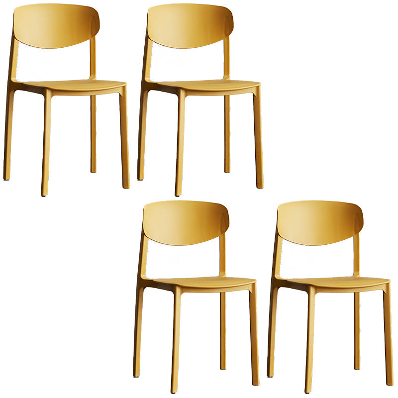 Plastic Contemporary Armless Chair Open Back Dining Kitchen Room Chair Ginger Set of 4 Clearhalo 'Dining Chairs' 'Dining Tables & Seating' 'dining_chair' 'Furniture' 'furniture_dining_chair' 'Kitchen & Dining Furniture' 5086600