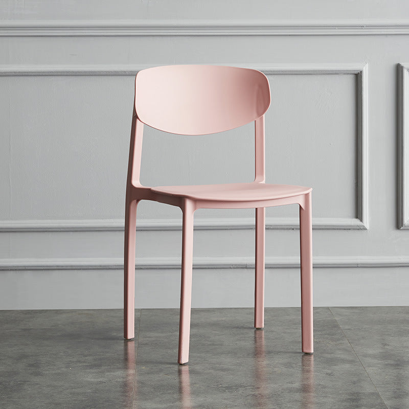 Plastic Contemporary Armless Chair Open Back Dining Kitchen Room Chair Pink 1 Piece Clearhalo 'Dining Chairs' 'Dining Tables & Seating' 'dining_chair' 'Furniture' 'furniture_dining_chair' 'Kitchen & Dining Furniture' 5086601