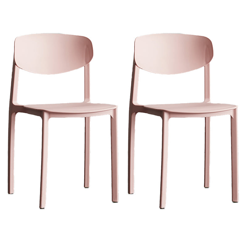 Plastic Contemporary Armless Chair Open Back Dining Kitchen Room Chair Pink Set of 2 Clearhalo 'Dining Chairs' 'Dining Tables & Seating' 'dining_chair' 'Furniture' 'furniture_dining_chair' 'Kitchen & Dining Furniture' 5086602