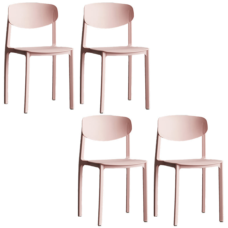 Plastic Contemporary Armless Chair Open Back Dining Kitchen Room Chair Pink Set of 4 Clearhalo 'Dining Chairs' 'Dining Tables & Seating' 'dining_chair' 'Furniture' 'furniture_dining_chair' 'Kitchen & Dining Furniture' 5086603