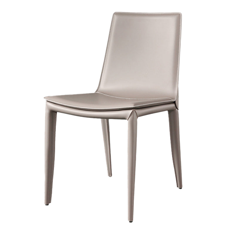 Faux Leather Modern Dining Room Chair Matte Finish Solid Back Dining Armless Chair Light Khaki 1 Piece Clearhalo 'Dining Chairs' 'Dining Tables & Seating' 'dining_chair' 'furn' 'furn_dining_chair' 'Furniture' 'furniture_dining_chair' 'Kitchen & Dining Furniture' 5086612