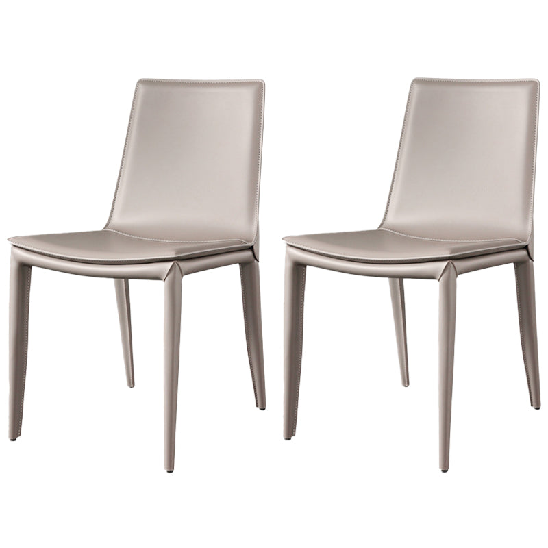 Faux Leather Modern Dining Room Chair Matte Finish Solid Back Dining Armless Chair Light Khaki 2 Piece Set Clearhalo 'Dining Chairs' 'Dining Tables & Seating' 'dining_chair' 'furn' 'furn_dining_chair' 'Furniture' 'furniture_dining_chair' 'Kitchen & Dining Furniture' 5086613