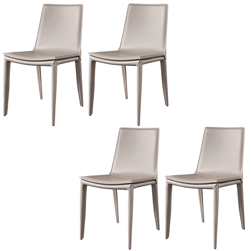 Faux Leather Modern Dining Room Chair Matte Finish Solid Back Dining Armless Chair Light Khaki 4 Piece Set Clearhalo 'Dining Chairs' 'Dining Tables & Seating' 'dining_chair' 'furn' 'furn_dining_chair' 'Furniture' 'furniture_dining_chair' 'Kitchen & Dining Furniture' 5086615
