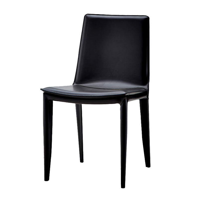 Faux Leather Modern Dining Room Chair Matte Finish Solid Back Dining Armless Chair Black 1 Piece Clearhalo 'Dining Chairs' 'Dining Tables & Seating' 'dining_chair' 'furn' 'furn_dining_chair' 'Furniture' 'furniture_dining_chair' 'Kitchen & Dining Furniture' 5086618