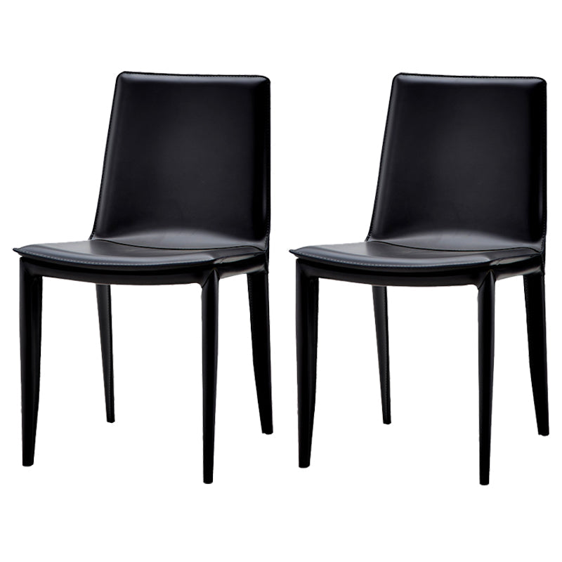 Faux Leather Modern Dining Room Chair Matte Finish Solid Back Dining Armless Chair Black 2 Piece Set Clearhalo 'Dining Chairs' 'Dining Tables & Seating' 'dining_chair' 'furn' 'furn_dining_chair' 'Furniture' 'furniture_dining_chair' 'Kitchen & Dining Furniture' 5086620