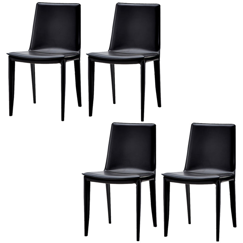 Faux Leather Modern Dining Room Chair Matte Finish Solid Back Dining Armless Chair Black 4 Piece Set Clearhalo 'Dining Chairs' 'Dining Tables & Seating' 'dining_chair' 'furn' 'furn_dining_chair' 'Furniture' 'furniture_dining_chair' 'Kitchen & Dining Furniture' 5086622