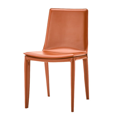 Faux Leather Modern Dining Room Chair Matte Finish Solid Back Dining Armless Chair Orange 1 Piece Clearhalo 'Dining Chairs' 'Dining Tables & Seating' 'dining_chair' 'furn' 'furn_dining_chair' 'Furniture' 'furniture_dining_chair' 'Kitchen & Dining Furniture' 5086624