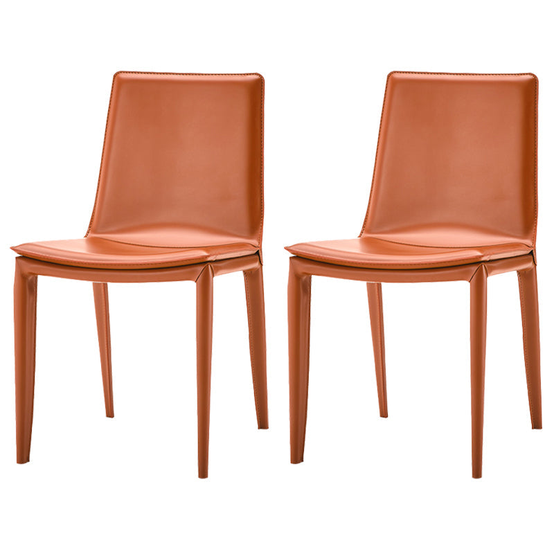 Faux Leather Modern Dining Room Chair Matte Finish Solid Back Dining Armless Chair Orange 2 Piece Set Clearhalo 'Dining Chairs' 'Dining Tables & Seating' 'dining_chair' 'furn' 'furn_dining_chair' 'Furniture' 'furniture_dining_chair' 'Kitchen & Dining Furniture' 5086626