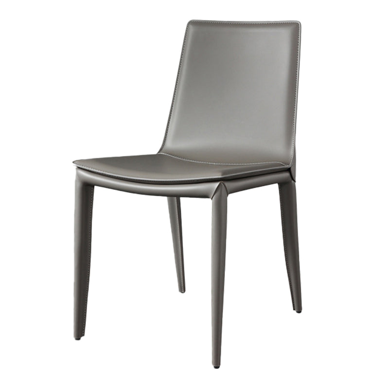 Faux Leather Modern Dining Room Chair Matte Finish Solid Back Dining Armless Chair Grey 1 Piece Clearhalo 'Dining Chairs' 'Dining Tables & Seating' 'dining_chair' 'furn' 'furn_dining_chair' 'Furniture' 'furniture_dining_chair' 'Kitchen & Dining Furniture' 5086629