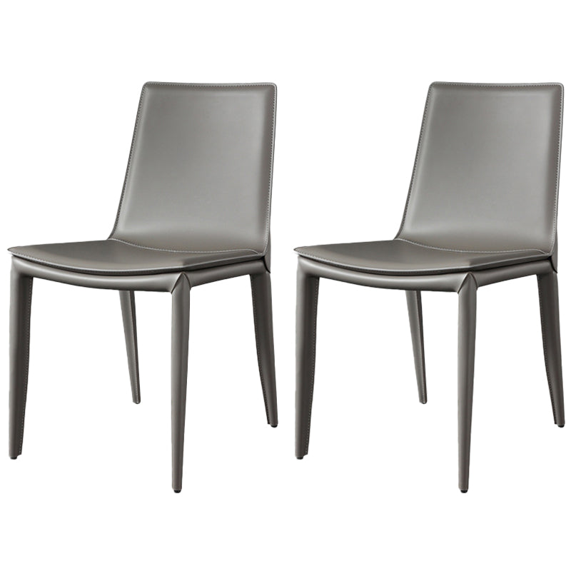 Faux Leather Modern Dining Room Chair Matte Finish Solid Back Dining Armless Chair Grey 2 Piece Set Clearhalo 'Dining Chairs' 'Dining Tables & Seating' 'dining_chair' 'furn' 'furn_dining_chair' 'Furniture' 'furniture_dining_chair' 'Kitchen & Dining Furniture' 5086630