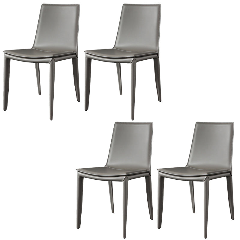 Faux Leather Modern Dining Room Chair Matte Finish Solid Back Dining Armless Chair Grey 4 Piece Set Clearhalo 'Dining Chairs' 'Dining Tables & Seating' 'dining_chair' 'furn' 'furn_dining_chair' 'Furniture' 'furniture_dining_chair' 'Kitchen & Dining Furniture' 5086631