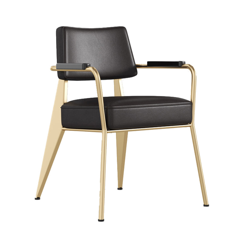 Dining Room Side Chairs Contemporary Metal Kitchen Chair for Home Black-Gold With Arms 1 Piece Clearhalo 'Dining Chairs' 'Dining Tables & Seating' 'dining_chair' 'Furniture' 'furniture_dining_chair' 'Kitchen & Dining Furniture' 5086634