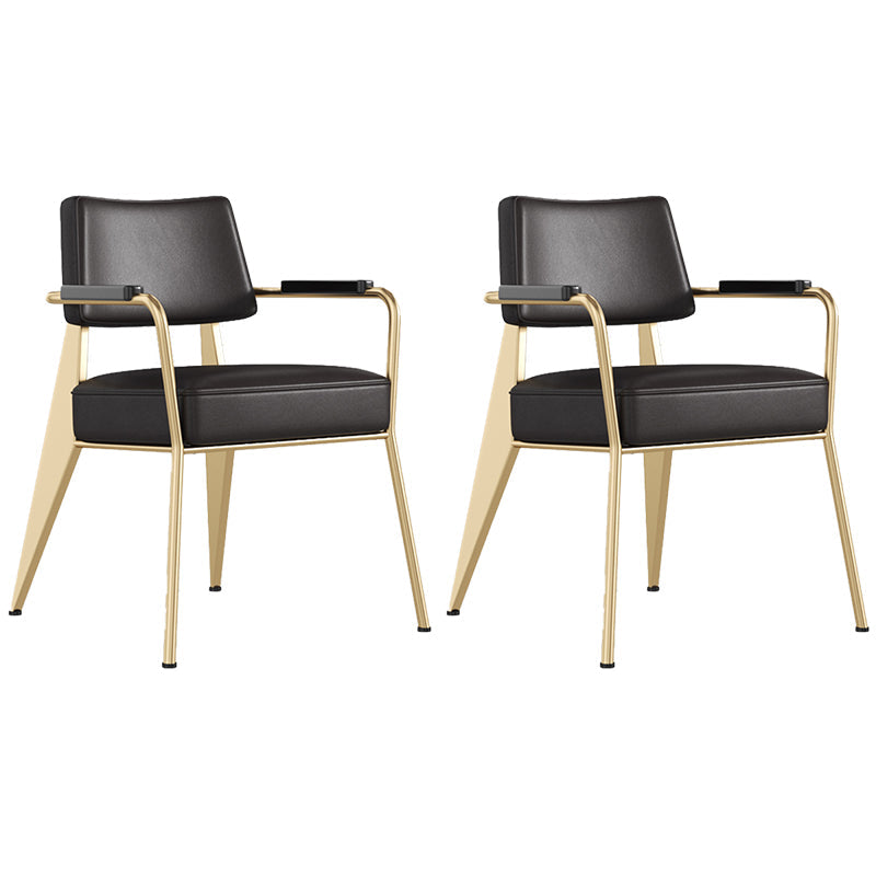 Dining Room Side Chairs Contemporary Metal Kitchen Chair for Home Black-Gold With Arms Set of 2 Clearhalo 'Dining Chairs' 'Dining Tables & Seating' 'dining_chair' 'Furniture' 'furniture_dining_chair' 'Kitchen & Dining Furniture' 5086636