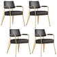 Dining Room Side Chairs Contemporary Metal Kitchen Chair for Home Black-Gold With Arms Set of 4 Clearhalo 'Dining Chairs' 'Dining Tables & Seating' 'dining_chair' 'Furniture' 'furniture_dining_chair' 'Kitchen & Dining Furniture' 5086637