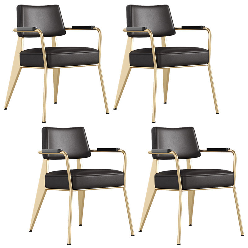Dining Room Side Chairs Contemporary Metal Kitchen Chair for Home Black-Gold With Arms Set of 4 Clearhalo 'Dining Chairs' 'Dining Tables & Seating' 'dining_chair' 'Furniture' 'furniture_dining_chair' 'Kitchen & Dining Furniture' 5086637
