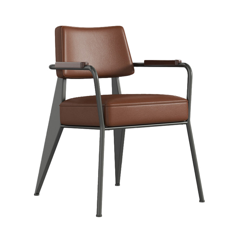 Dining Room Side Chairs Contemporary Metal Kitchen Chair for Home Black-Brown With Arms 1 Piece Clearhalo 'Dining Chairs' 'Dining Tables & Seating' 'dining_chair' 'Furniture' 'furniture_dining_chair' 'Kitchen & Dining Furniture' 5086639