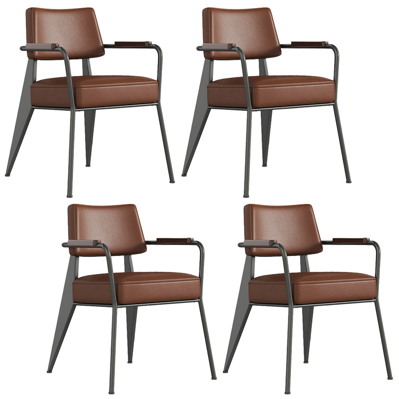 Dining Room Side Chairs Contemporary Metal Kitchen Chair for Home Black-Brown With Arms Set of 4 Clearhalo 'Dining Chairs' 'Dining Tables & Seating' 'dining_chair' 'Furniture' 'furniture_dining_chair' 'Kitchen & Dining Furniture' 5086644