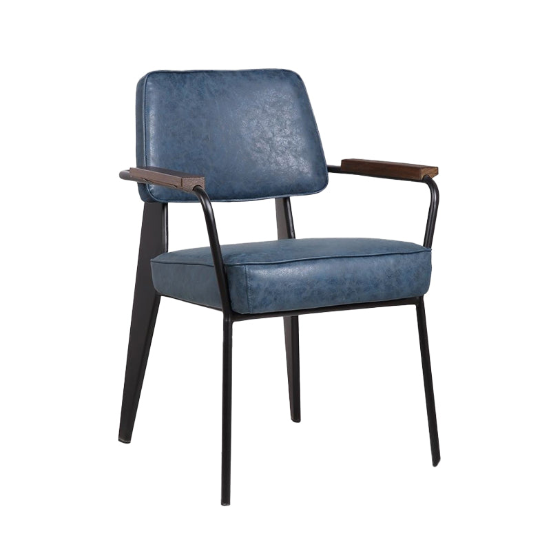 Dining Room Side Chairs Contemporary Metal Kitchen Chair for Home Black-Blue With Arms 1 Piece Clearhalo 'Dining Chairs' 'Dining Tables & Seating' 'dining_chair' 'Furniture' 'furniture_dining_chair' 'Kitchen & Dining Furniture' 5086651