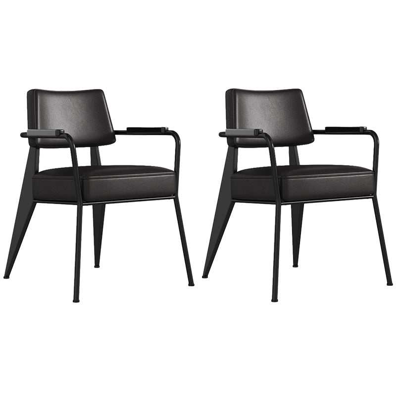 Dining Room Side Chairs Contemporary Metal Kitchen Chair for Home Black With Arms Set of 2 Clearhalo 'Dining Chairs' 'Dining Tables & Seating' 'dining_chair' 'Furniture' 'furniture_dining_chair' 'Kitchen & Dining Furniture' 5086660