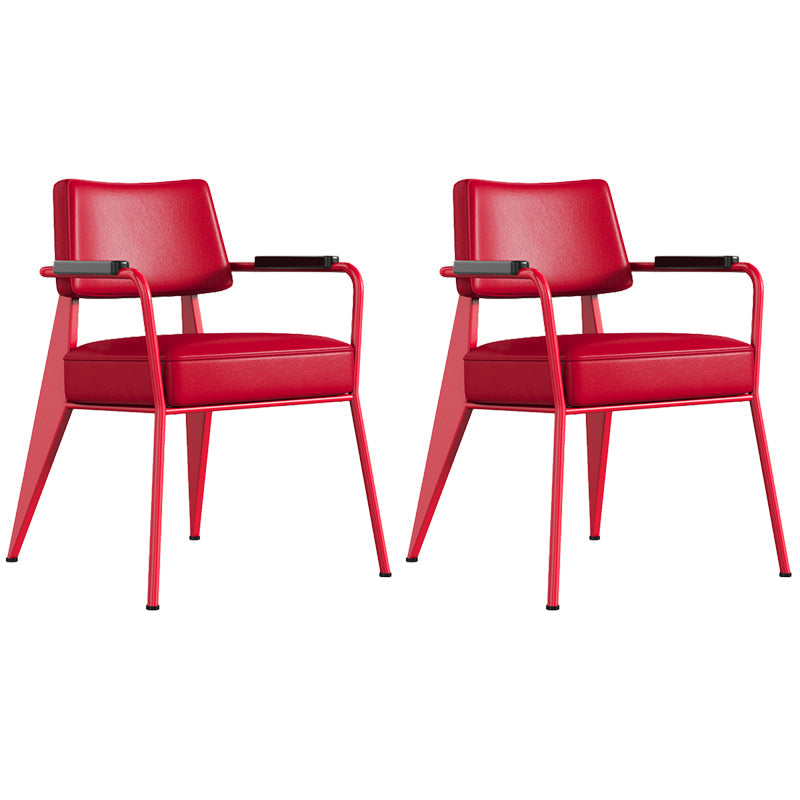 Dining Room Side Chairs Contemporary Metal Kitchen Chair for Home Red With Arms Set of 2 Clearhalo 'Dining Chairs' 'Dining Tables & Seating' 'dining_chair' 'Furniture' 'furniture_dining_chair' 'Kitchen & Dining Furniture' 5086663