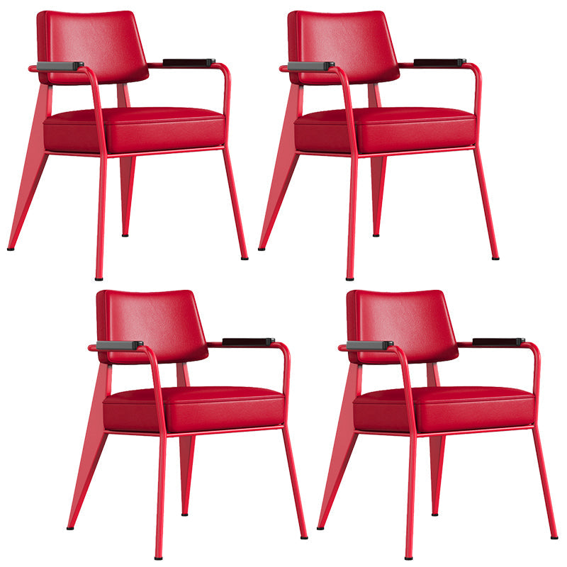 Dining Room Side Chairs Contemporary Metal Kitchen Chair for Home Red With Arms Set of 4 Clearhalo 'Dining Chairs' 'Dining Tables & Seating' 'dining_chair' 'Furniture' 'furniture_dining_chair' 'Kitchen & Dining Furniture' 5086664