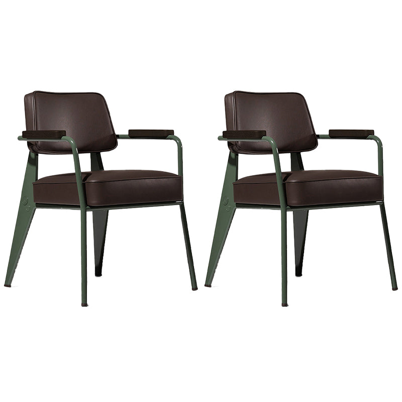 Dining Room Side Chairs Contemporary Metal Kitchen Chair for Home Brown With Arms Set of 2 Clearhalo 'Dining Chairs' 'Dining Tables & Seating' 'dining_chair' 'Furniture' 'furniture_dining_chair' 'Kitchen & Dining Furniture' 5086666