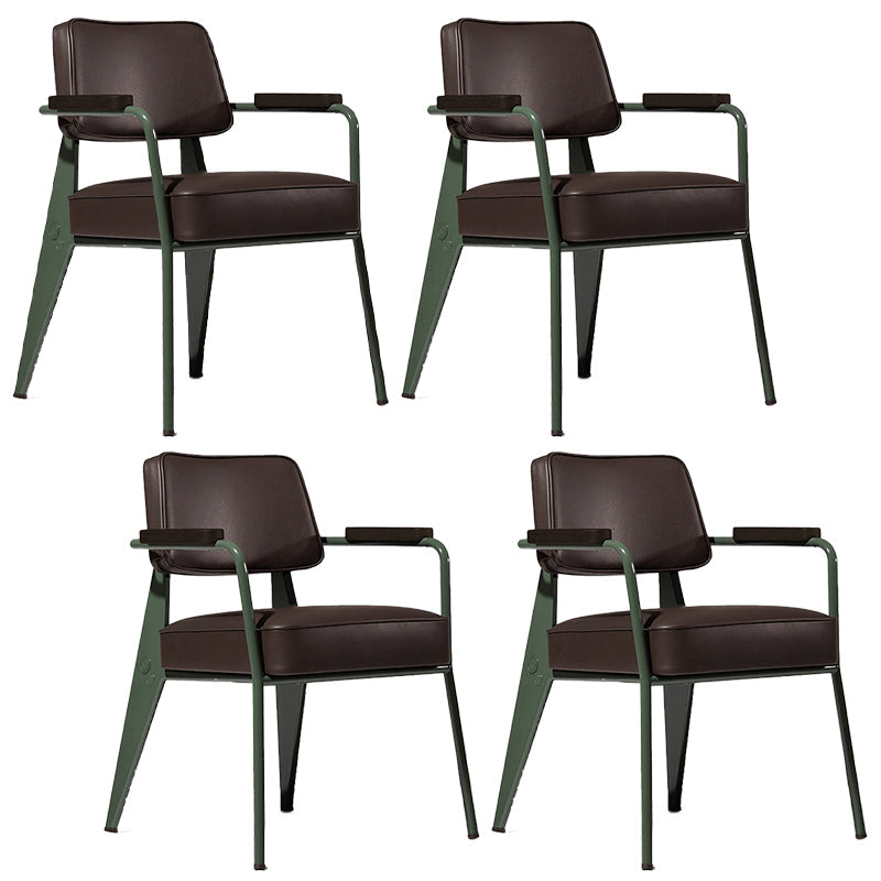 Dining Room Side Chairs Contemporary Metal Kitchen Chair for Home Brown With Arms Set of 4 Clearhalo 'Dining Chairs' 'Dining Tables & Seating' 'dining_chair' 'Furniture' 'furniture_dining_chair' 'Kitchen & Dining Furniture' 5086667