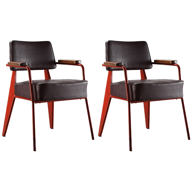 Dining Room Side Chairs Contemporary Metal Kitchen Chair for Home Black-Red With Arms Set of 2 Clearhalo 'Dining Chairs' 'Dining Tables & Seating' 'dining_chair' 'Furniture' 'furniture_dining_chair' 'Kitchen & Dining Furniture' 5086669